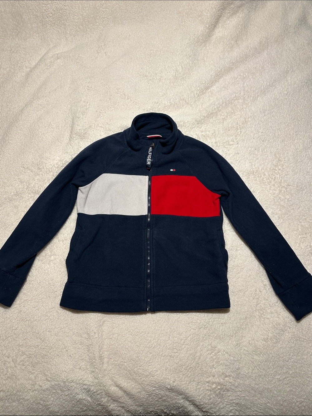 Tommy Hilfiger Navy Jacket with Red and White Chest Panels